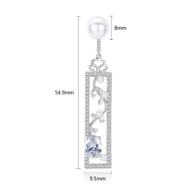 Chic Long Pearl Opal Earrings