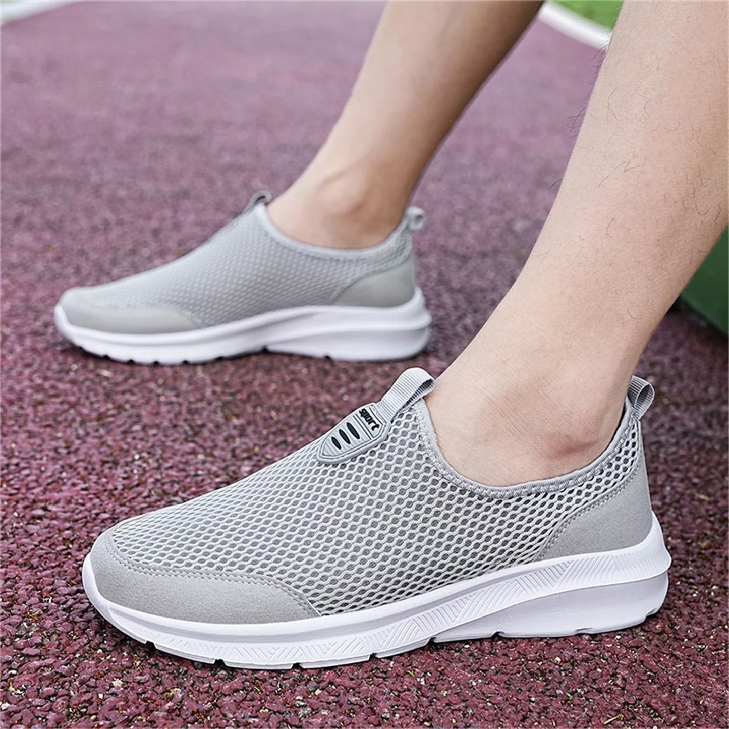 Shoes Men Sport Mesh Breathable Mens Shoes Beige 42