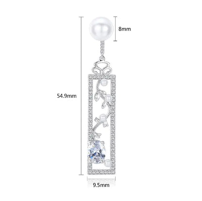 Chic Long Pearl Opal Earrings