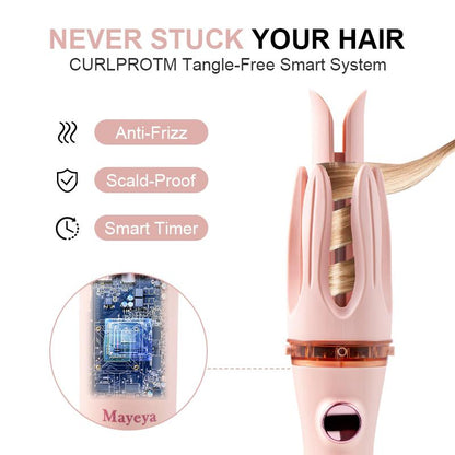 Mayeya 3-In-1 Automatic Curling and Straightening Iron |Temperature, Dual Swivel, Anti-Iron, Anti-Knot, Straightening Comb, Auto Shut-Off, Travel-Friendly Lazy Curling Tool. Professional Hair Dryer Brush with Ionic